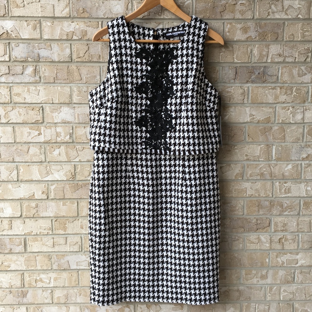 NWT Karl Lagerfeld Houndstooth Dress Size 10